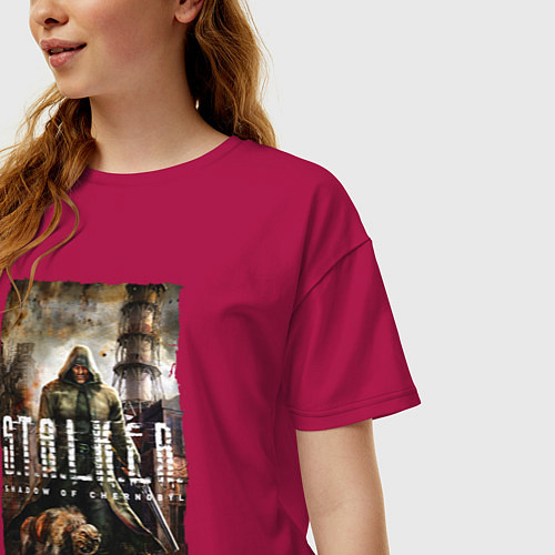 Женская футболка оверсайз STALKER SHADOW OF CHERNOBYL / Маджента – фото 3