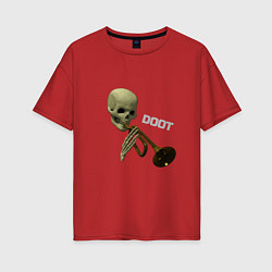 Футболка оверсайз женская Дудец Trumpet Skull, цвет: красный