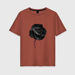 Футболка оверсайз женская Чёрная роза Black rose, цвет: кирпичный