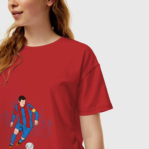 Женская футболка оверсайз Известный футболист / Красный – фото 3