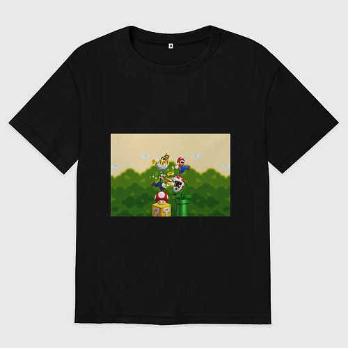 Женская футболка оверсайз Mario Coins / Черный – фото 1