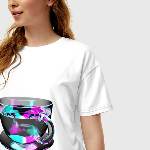 Женская футболка оверсайз Волшебная чашечка / Белый – фото 3