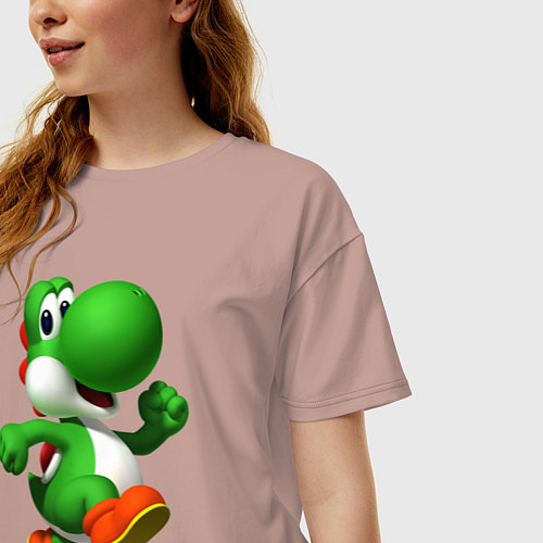 Женская футболка оверсайз 3d Yoshi / Пыльно-розовый – фото 3