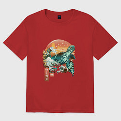 Футболка оверсайз женская Черепаха Япония, цвет: красный