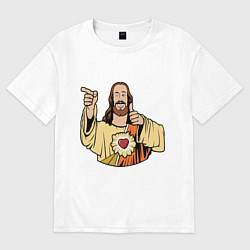 Футболка оверсайз женская Dogma - smile Jesus like, цвет: белый