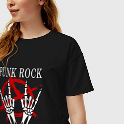 Футболка оверсайз женская Панк Рок Punk Rock, цвет: черный — фото 2