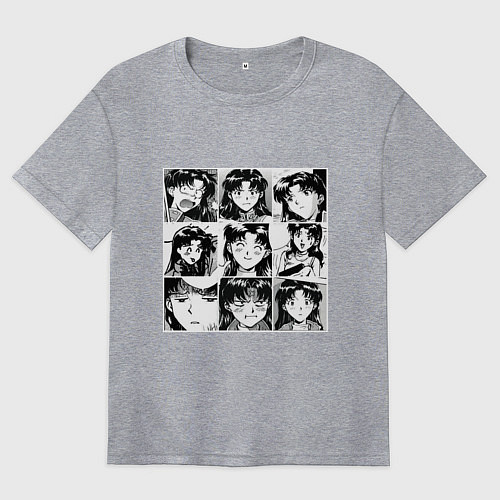 Женская футболка оверсайз Такая разная Мисато Сан Евангелион / Меланж – фото 1