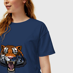 Футболка оверсайз женская Scary Tiger, цвет: тёмно-синий — фото 2