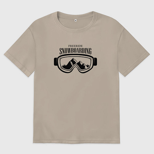 Женская футболка оверсайз FREERIDE SNOWBOARDING / Миндальный – фото 1