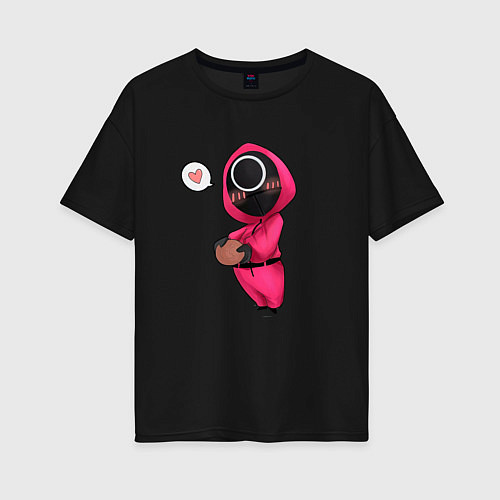 Женская футболка оверсайз Игра в кальмара - милая девушка / Черный – фото 1