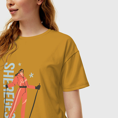 Женская футболка оверсайз SHEREGESH GIRL / Горчичный – фото 3