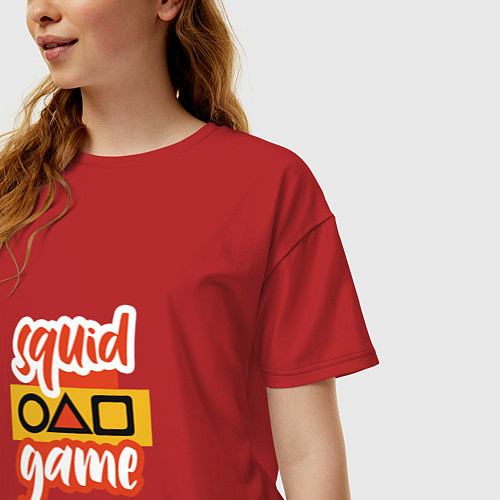 Женская футболка оверсайз Squid Game Fan / Красный – фото 3