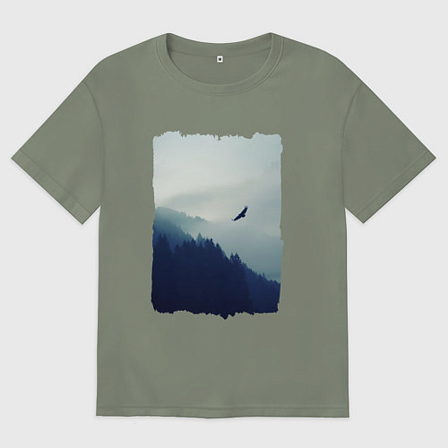 Женская футболка оверсайз ОРЁЛ НАД ЛЕСОМ EAGLE / Авокадо – фото 1