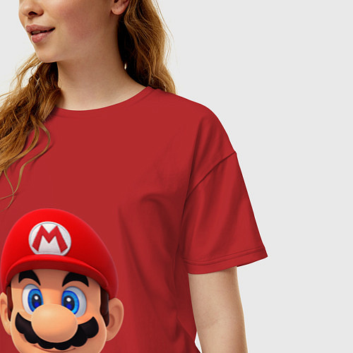 Женская футболка оверсайз MarioHead / Красный – фото 3