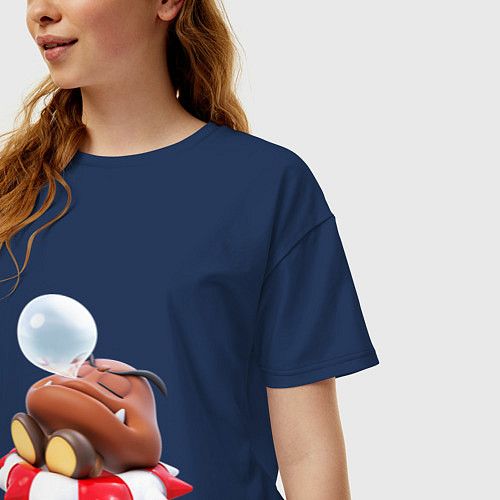 Женская футболка оверсайз GoombaSleep / Тёмно-синий – фото 3