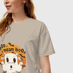 Футболка оверсайз женская Halloween Cow, цвет: миндальный — фото 2