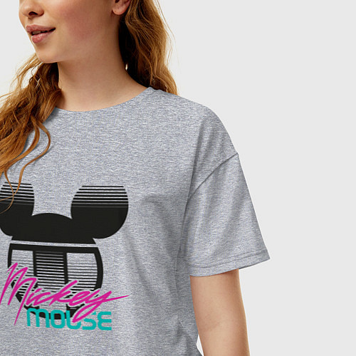 Женская футболка оверсайз Logotype Mickey Mouse / Меланж – фото 3