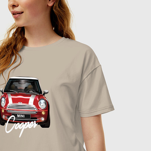 Женская футболка оверсайз Авто Mini Cooper / Миндальный – фото 3