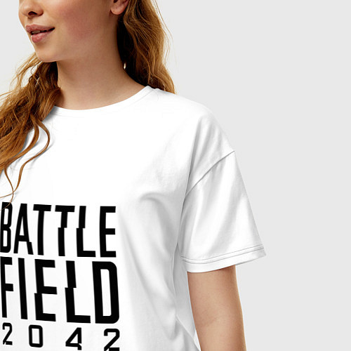 Женская футболка оверсайз BATTLEFIELD 2042 LOGO БАТЛФИЛД 2042 ЛОГО / Белый – фото 3