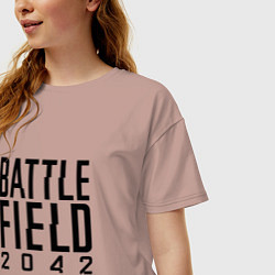 Футболка оверсайз женская BATTLEFIELD 2042 LOGO БАТЛФИЛД 2042 ЛОГО, цвет: пыльно-розовый — фото 2