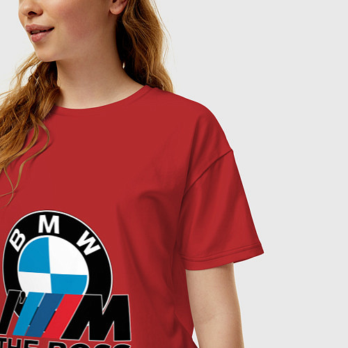 Женская футболка оверсайз BMW BOSS / Красный – фото 3