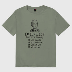 Футболка оверсайз женская Лист супергеройских тренировок Сайтамы, цвет: авокадо