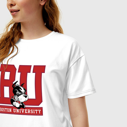 Женская футболка оверсайз Boston University / Белый – фото 3