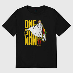 Футболка оверсайз женская Сайтама возвращается из супермаркета One Punch-Man, цвет: черный