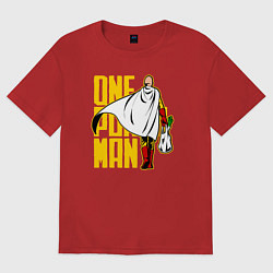 Футболка оверсайз женская Сайтама возвращается из супермаркета One Punch-Man, цвет: красный