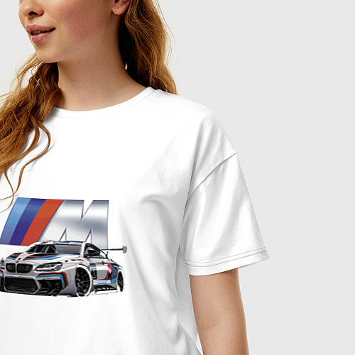 Женская футболка оверсайз BMW Motorsport Racing Team / Белый – фото 3