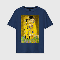 Футболка оверсайз женская Поцелуй картина Климта, цвет: тёмно-синий