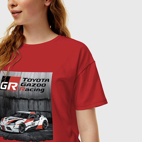 Женская футболка оверсайз Toyota Gazoo Racing Team / Красный – фото 3