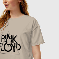 Футболка оверсайз женская PINK FLOYD LOGO ПИНК ФЛОЙД, цвет: миндальный — фото 2