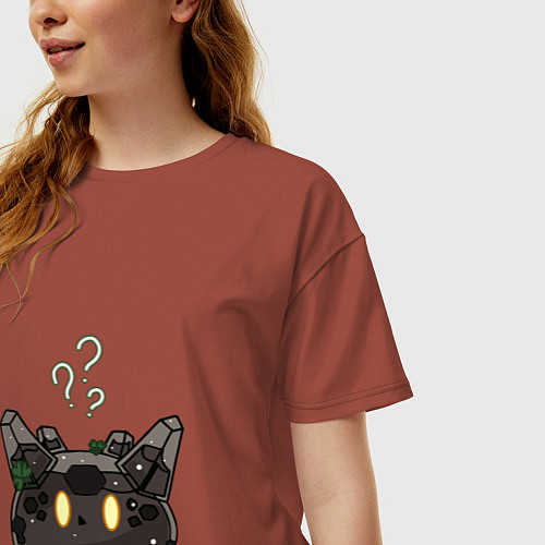 Женская футболка оверсайз Геншин Гео СлаймGenshin slime / Кирпичный – фото 3