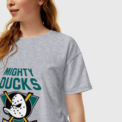 Женская футболка оверсайз Анахайм Дакс, Mighty Ducks / Меланж – фото 3