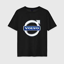 Футболка оверсайз женская Volvo, логотип, цвет: черный
