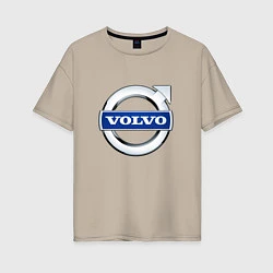 Футболка оверсайз женская Volvo, логотип, цвет: миндальный
