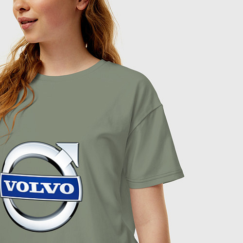 Женская футболка оверсайз Volvo, логотип / Авокадо – фото 3