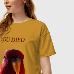 Футболка оверсайз женская Красный попугай, цвет: горчичный — фото 2