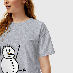 Футболка оверсайз женская Снеговик в дудл-стиле, цвет: меланж — фото 2