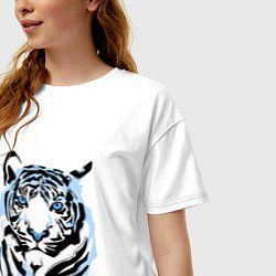 Футболка оверсайз женская Line Blue Tiger, цвет: белый — фото 2