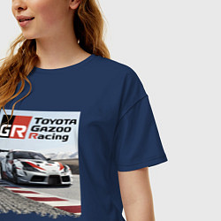 Футболка оверсайз женская Toyota Gazoo Racing - легендарная спортивная коман, цвет: тёмно-синий — фото 2