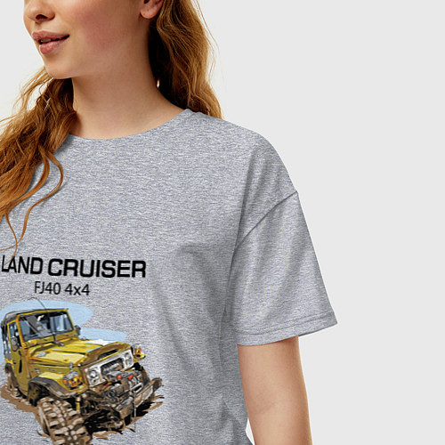 Женская футболка оверсайз Toyota Land Cruiser FJ 40 4X4 / Меланж – фото 3