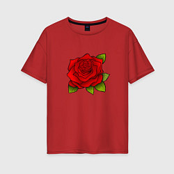 Футболка оверсайз женская Красная роза Рисунок, цвет: красный