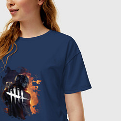 Футболка оверсайз женская DEAD BY DAYLIGHT LOGO HUNTER ОХОТНИК DBD, цвет: тёмно-синий — фото 2