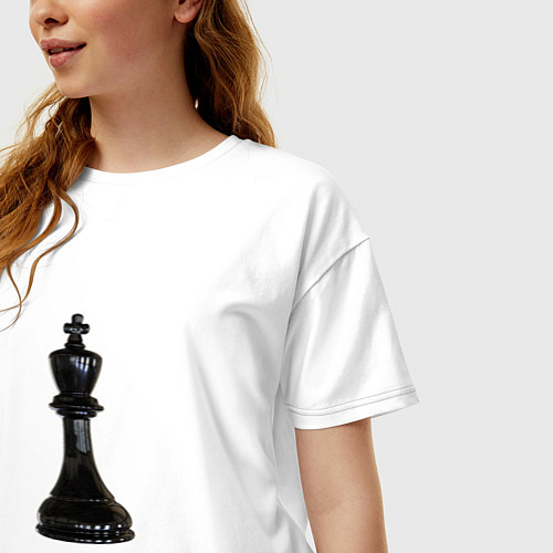 Женская футболка оверсайз Шахматная фигура Чёрный король / Белый – фото 3