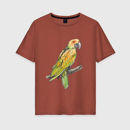 Женская футболка оверсайз Любимый попугай / Кирпичный – фото 1