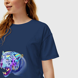 Футболка оверсайз женская Неоновый леопард, цвет: тёмно-синий — фото 2