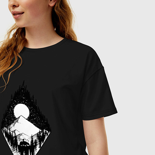 Женская футболка оверсайз Темный лес, / Черный – фото 3