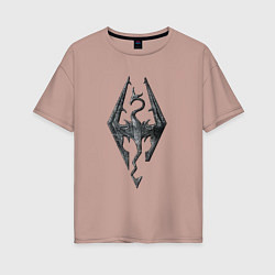 Футболка оверсайз женская СКАЙРИМ ЛОГО SKYRIM LOGO, цвет: пыльно-розовый